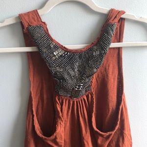 *cool beaded back* Burnt rust orange racer back